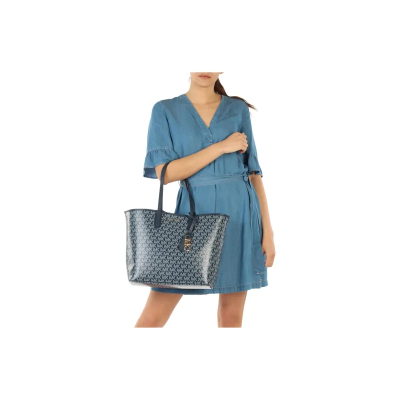 MICHAEL KORS Cotton Tote Bag, Shopping Bag, Shoulder Bag, Handbag Regular Women's Blue-4