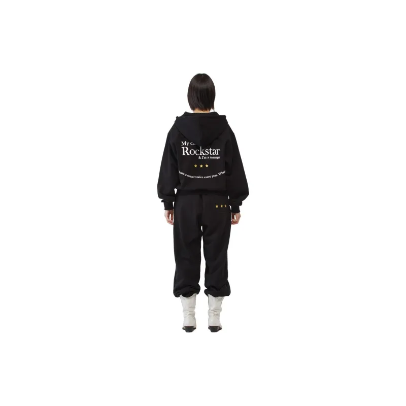 JOEGUSH Smile Rockstar Hoodie Zip Up Sweatshirt Unisex Black-5