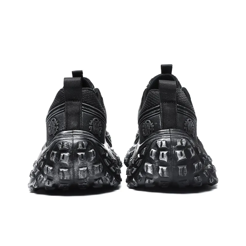 CEDAR HAN Breathable Lightweight Height Increasing Low Top Chunky Sneakers Men's Black-3