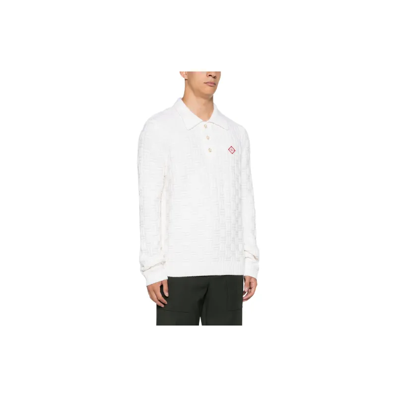 CASABLANCA Column Knit Polo Shirt-3