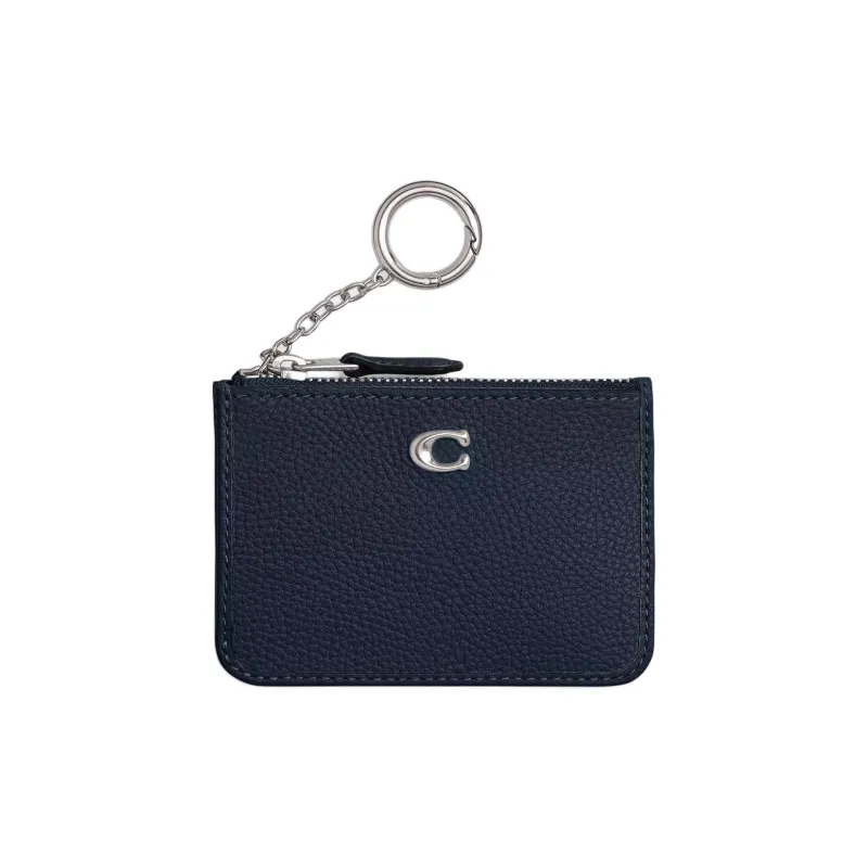 COACH Mini Id Skinny Leather Wallet Mini Women's Marine Blue-0