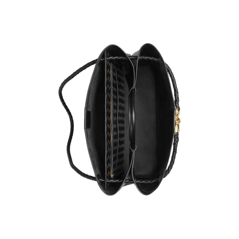 Bottega Veneta Andiamo Series Silky Cow Leather Shoulder Bag Crossbody Bag Handbag Large Size Women's Black-3