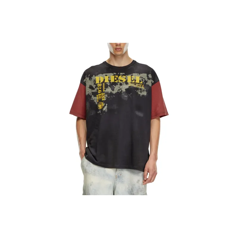 DIESEL Colour Block Dirty Effect T Shirt-3