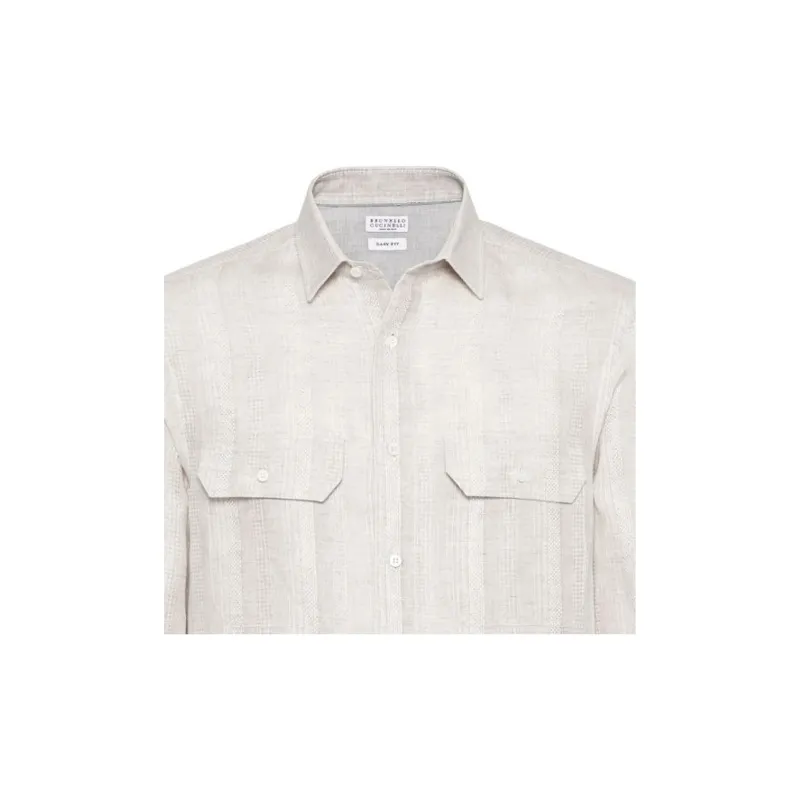 Brunello Cucinelli Striped Button Up Shirt-3