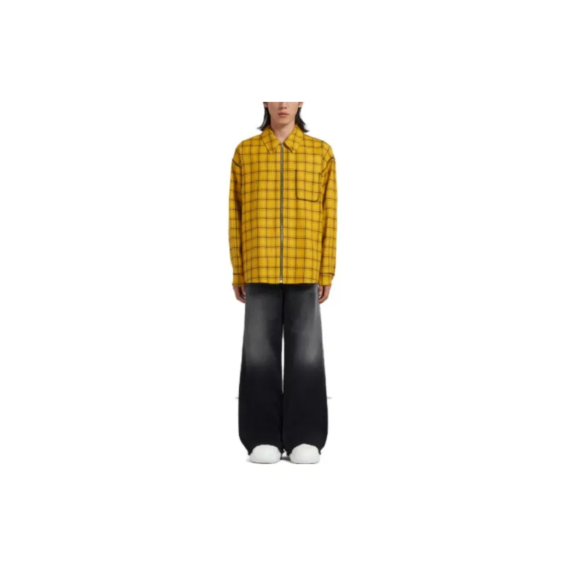 MARNI Yellow Checked Wool Jacket Jackets Coats Men's Yellow-1