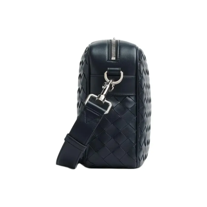 Bottega Veneta Grained Leather Camera Bag Shoulder Bag Crossbody Bag Medium Size Men's Dark Blue-1