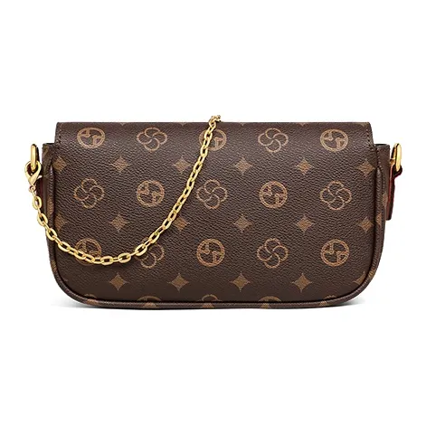 PT'SON Synthetic Leather Underarm Small Square Bag, One Shoulder Handbag Women's Coffee-4