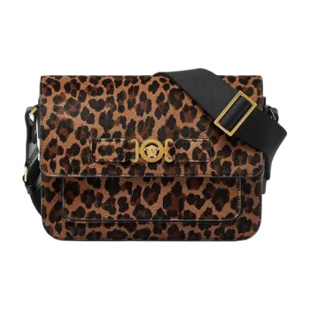 VERSACE Cow Hair Messenger Bag Shoulder Bag Crossbody Bag Regular Men's Leopard Print