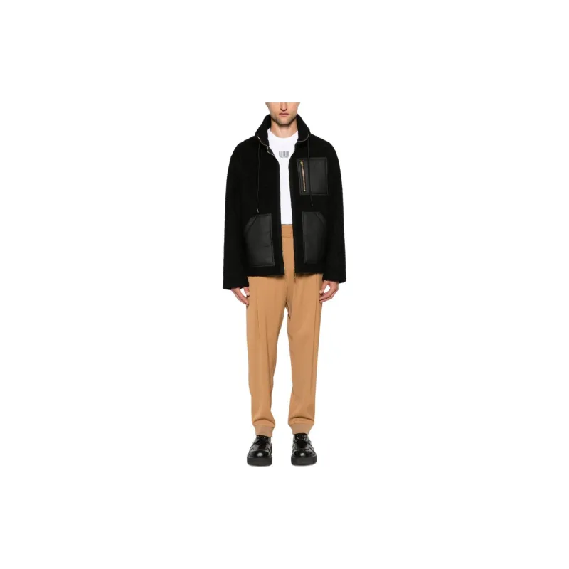 MOSCHINO Stand Up Collar Shearling Jacket-1