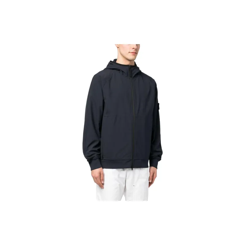 STONE ISLAND Logo Patch Zip Up Hooded Jacket-3