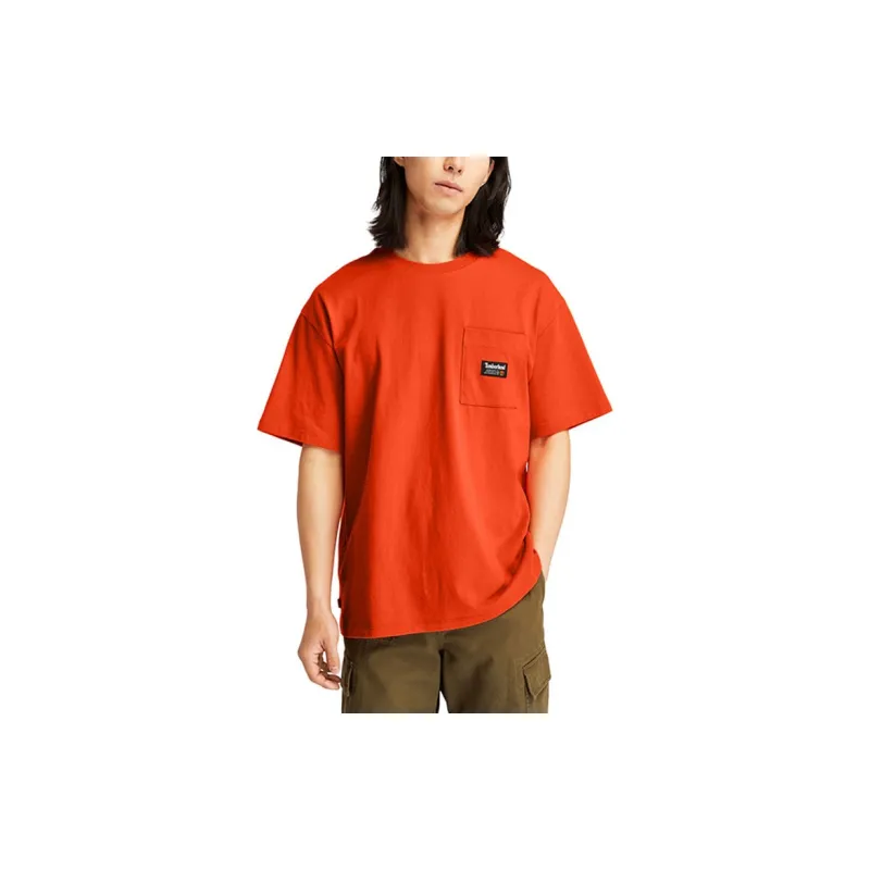 Timberland Drop Shoulder Sleeve T-Shirt Men's Orange Red-3