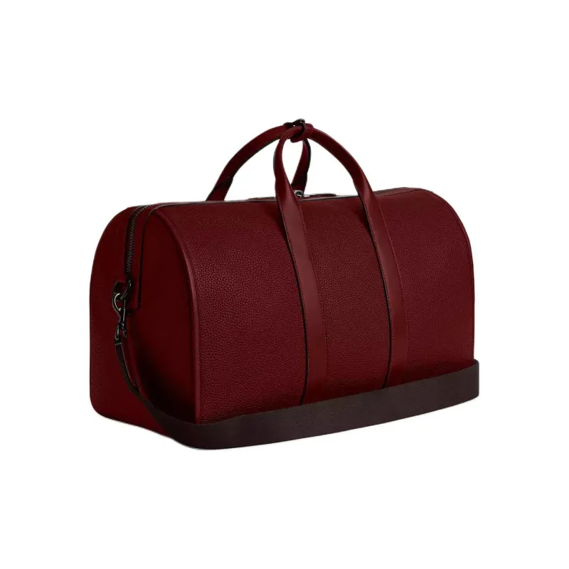 COACH Pebble Leather Handbag Travel Bag Tubas Men's Burgundy-1