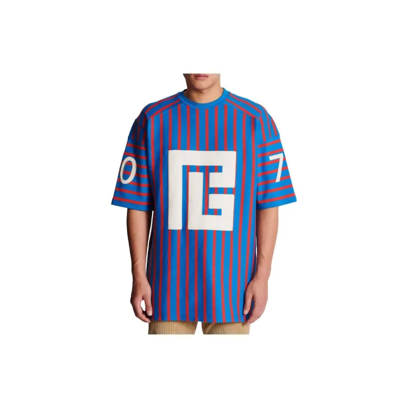 BALMAIN Maxi PB print Striped T shirt-2