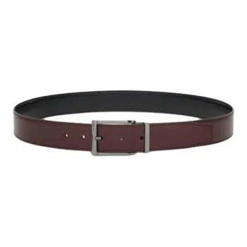 FERRAGAMO Calfskin Leather Belts Men's Burgundy Red Width 3.5CM