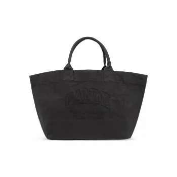 GANNI Recycled Cotton Tote Bag Shopping Bag Handbag Women's Black