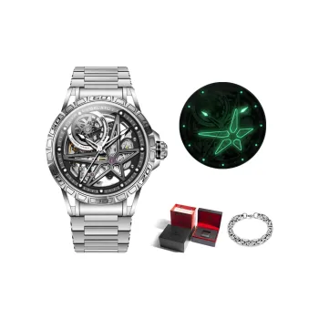 GELATU Mechanical Movement Stainless Steel Watchband Watch Men's Watches Black Dial