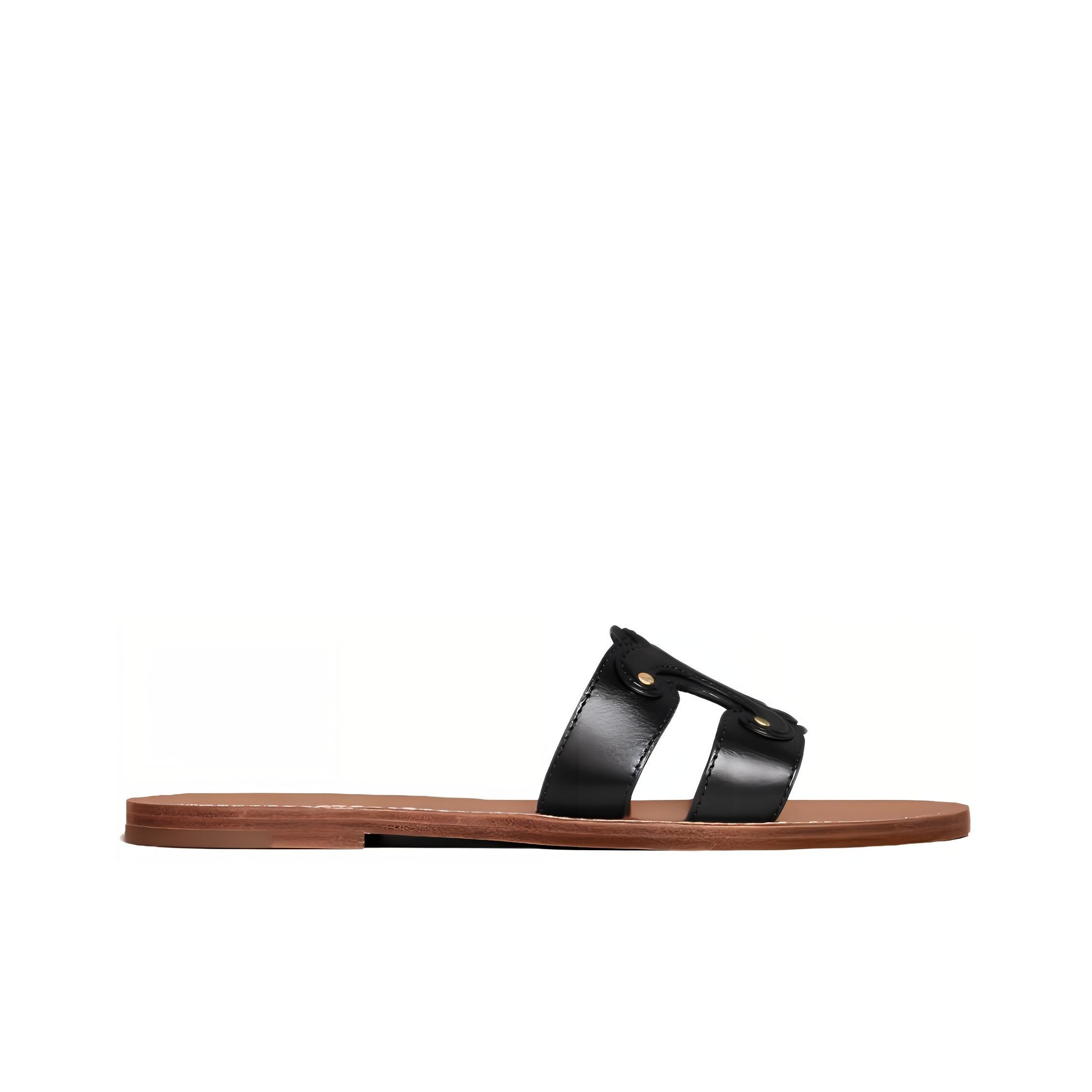 CELINE Triomphe Slide Slippers Women's Black Brown - POIZON