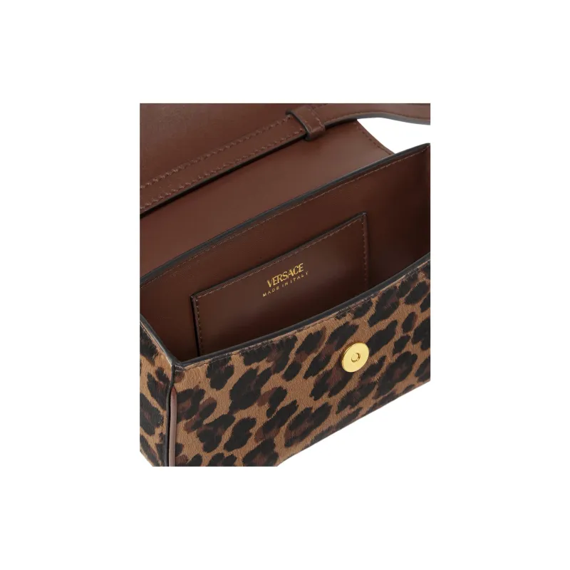 VERSACE La Medusa Cow Hair Shoulder Bag, Crossbody Bag, Handbag Mini Women's Leopard Print-4