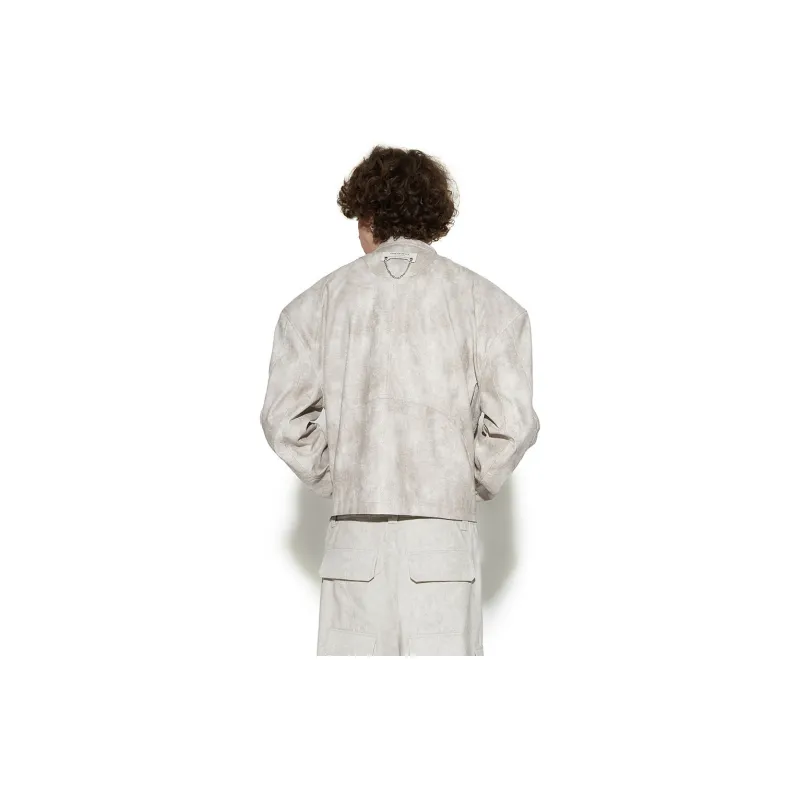 VANN VALRENCÉ Leather Jacket Unisex Light Gray-2