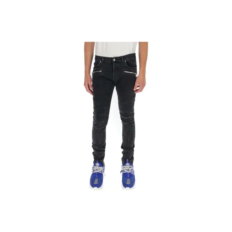 BALMAIN Zipped Detailed Skinny Jeans-4