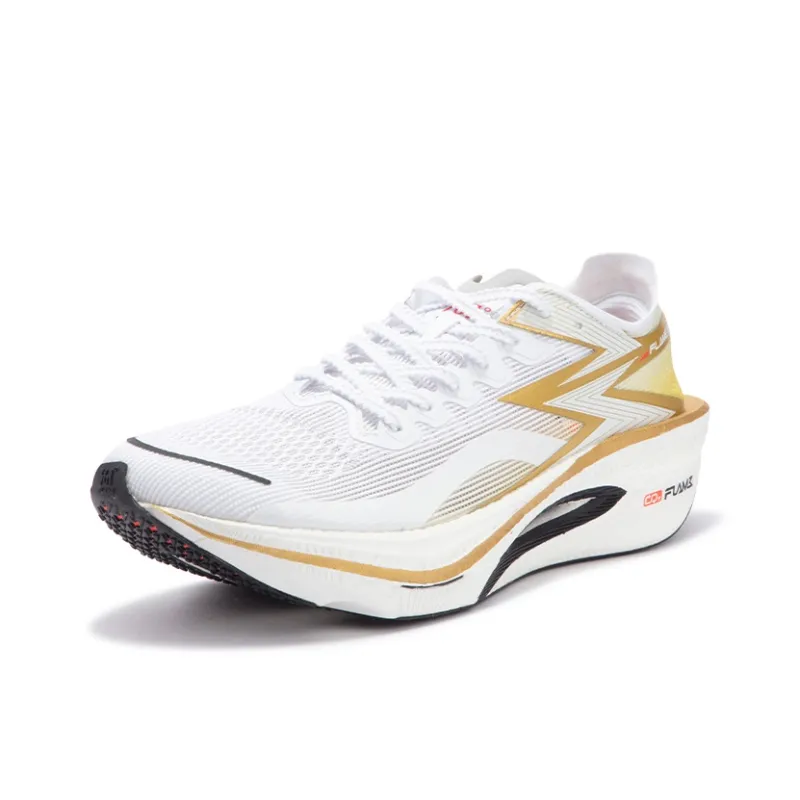 361° Fly Burn 3 Cushioning Anti Slip And Wear Resistant Low Top Carbon Plate Marathon Running Shoes Unisex White Gold-1