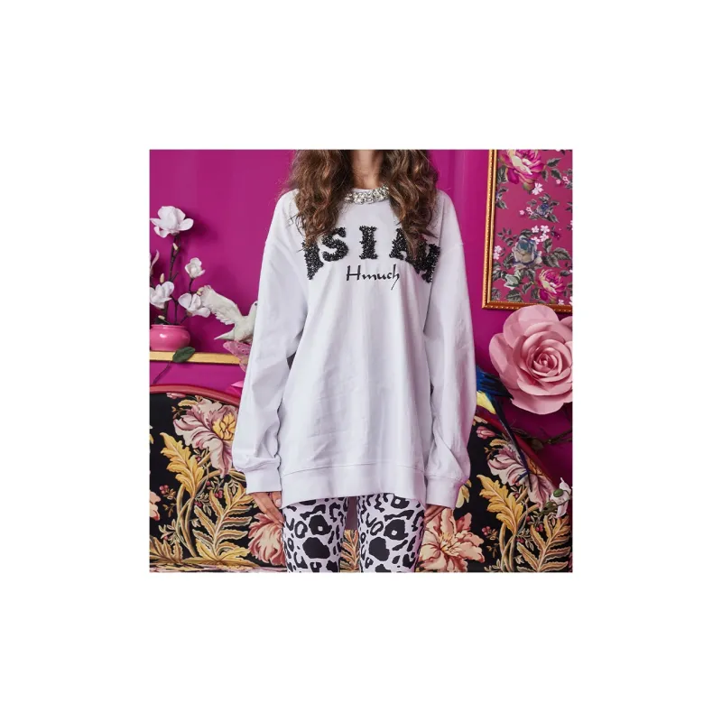 TCH Sweatshirts Unisex White With Black Logo-2