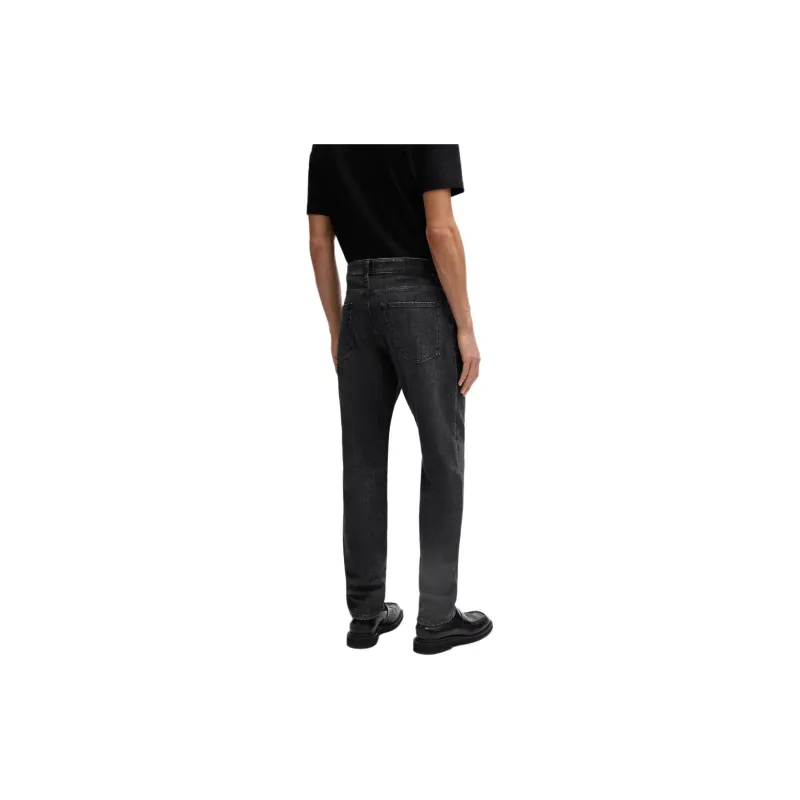 HUGO BOSS SS24 Regular-Fit Jeans In Grey Mechanical-Stretch Denim Jeans Men's Black-2