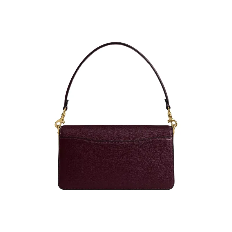 COACH Tabby Polished Pebble Leather Portable Crossbody Bag, Shoulder Bag Medium Size Women's Merlot Red-2