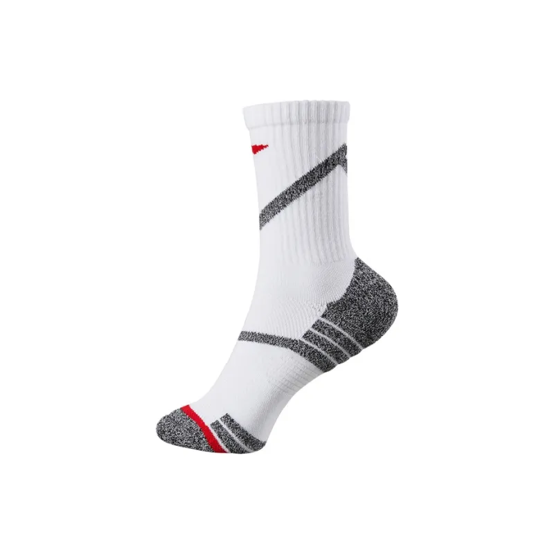 LiNing Mid Calf Socks Unisex 1 Pack Standard White-0