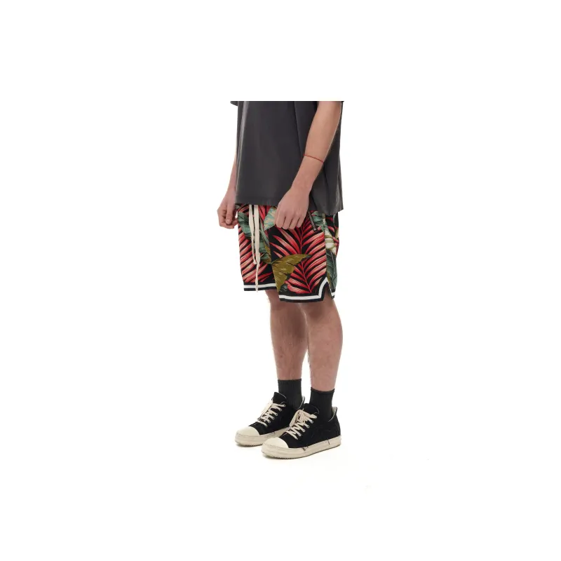 JUNGLE GURL Casual Shorts Unisex Red And Black Color Scheme-3