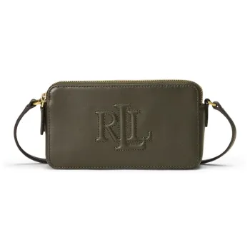 Ralph Lauren Cow Leather Wallet, Crossbody Bag, Shoulder Bag Women's Dark Olive Green