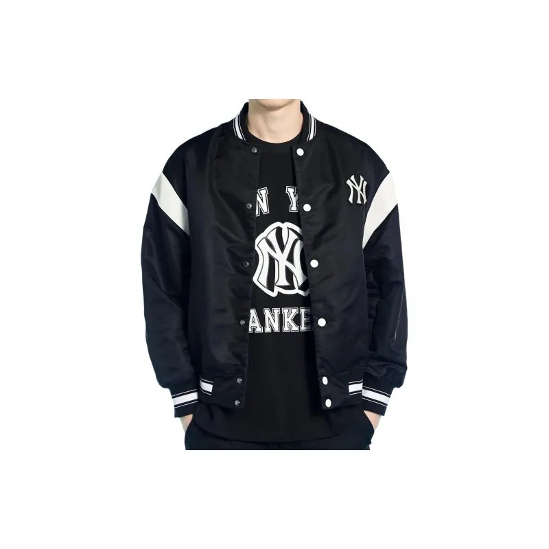 MLB Nylon Varsity Jackets Coats Unisex Black-2