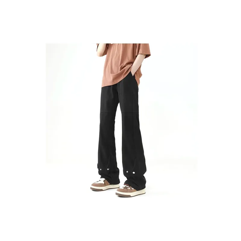 POLAR BEAR Thin Refreshing Jeans Unisex Bootcut Yellow Mud Black Pants-9