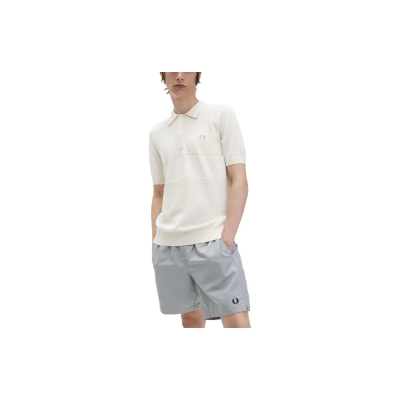 FRED PERRY Panel Knitted Shirt Knitwear Men's White-4