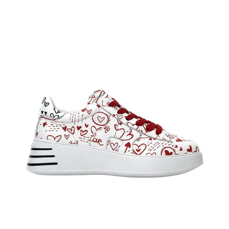 HOGAN Rebel Cushioning, Slip Resistant, And Abrasion Resistant Low Top Casual Shoes Women's White Red-1