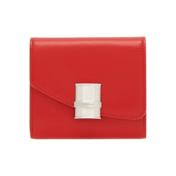 FERRAGAMO Palm Calfskin Wallet Small Size Women's Flame Red