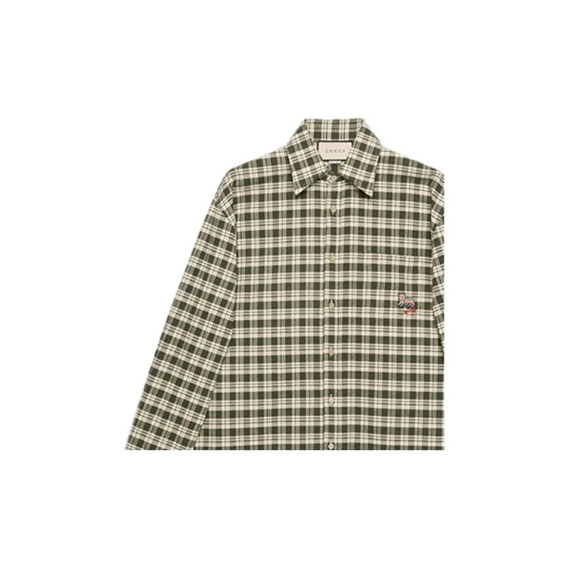 GUCCI Cat patch Checked Shirt-5