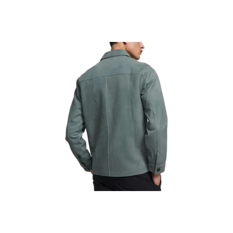 THEORY Leather Jackets Men Light Green-3