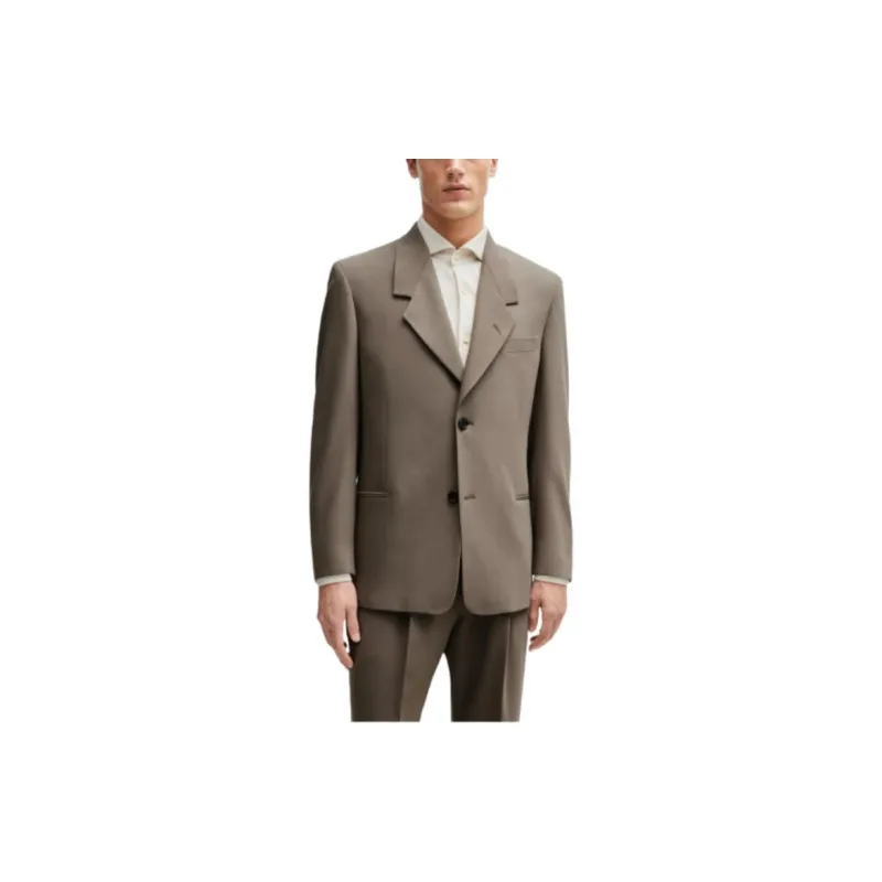HUGO BOSS Regular-Fit Two-Piece Suit In Stretch Wool Business Suits Men's Beige-3