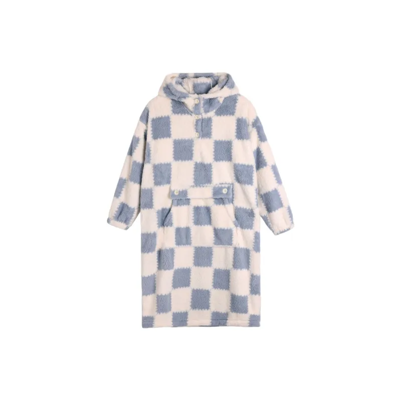 XIUDAI Nightgown Women's Blue White-0