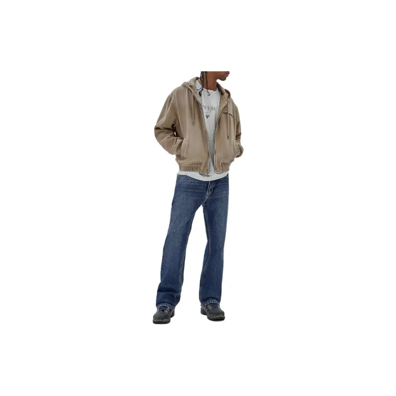 GUESS Originals Canvas Worker Hoodie Jackets Coats Men's Khaki-1
