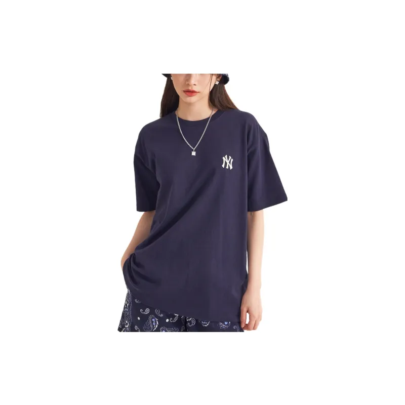 MLB Cashew Flower T Shirts Unisex Navy Blue-2