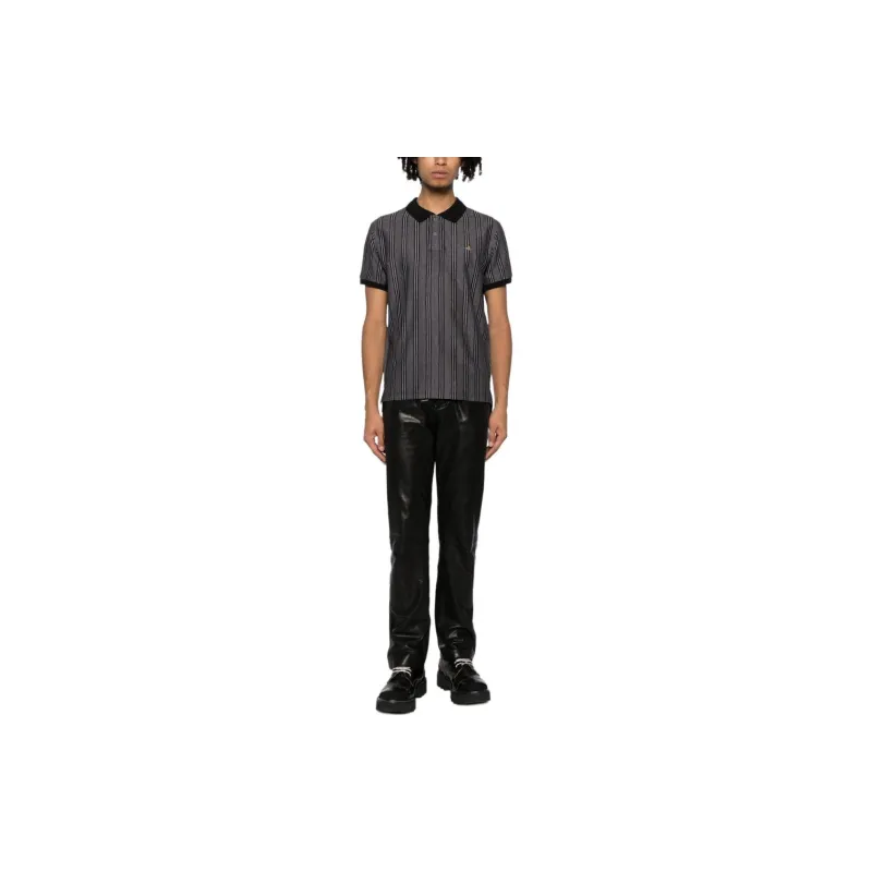 Vivienne Westwood Orb-logo Striped Cotton Polo Shirt-1
