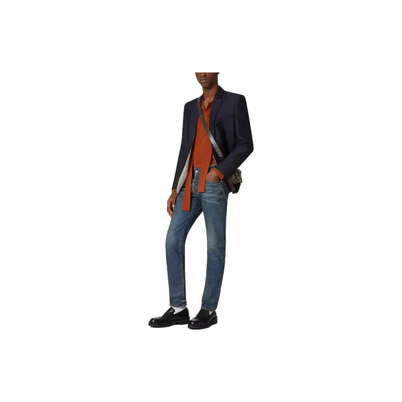 Valentino Washed Silk Shirt With Neck Tie Shirt Men's Red-2