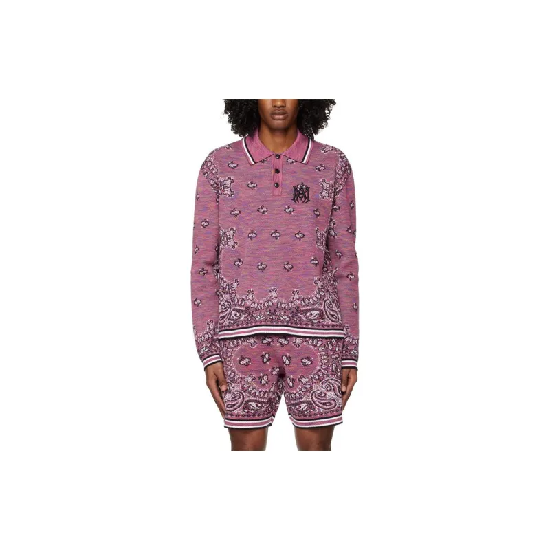 AMIRI Space Dye Bandana Long Sleeve Polo-3