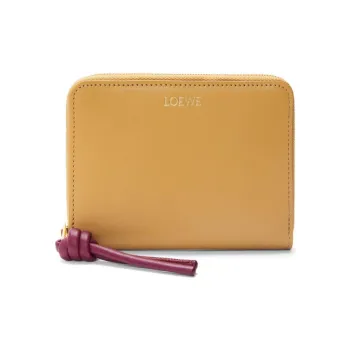 LOEWE Bright Nappa Calfskin Wallet Women's Yellow & Dark Red