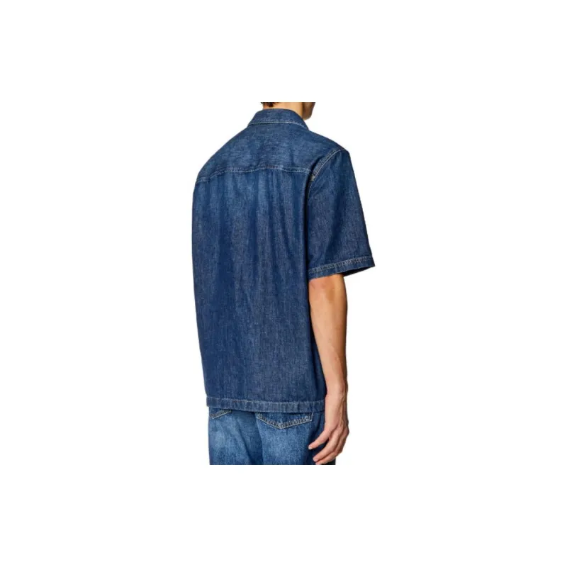 DIESEL D Paroshort Logo Embroidered Short Sleeved Denim Shirt-2