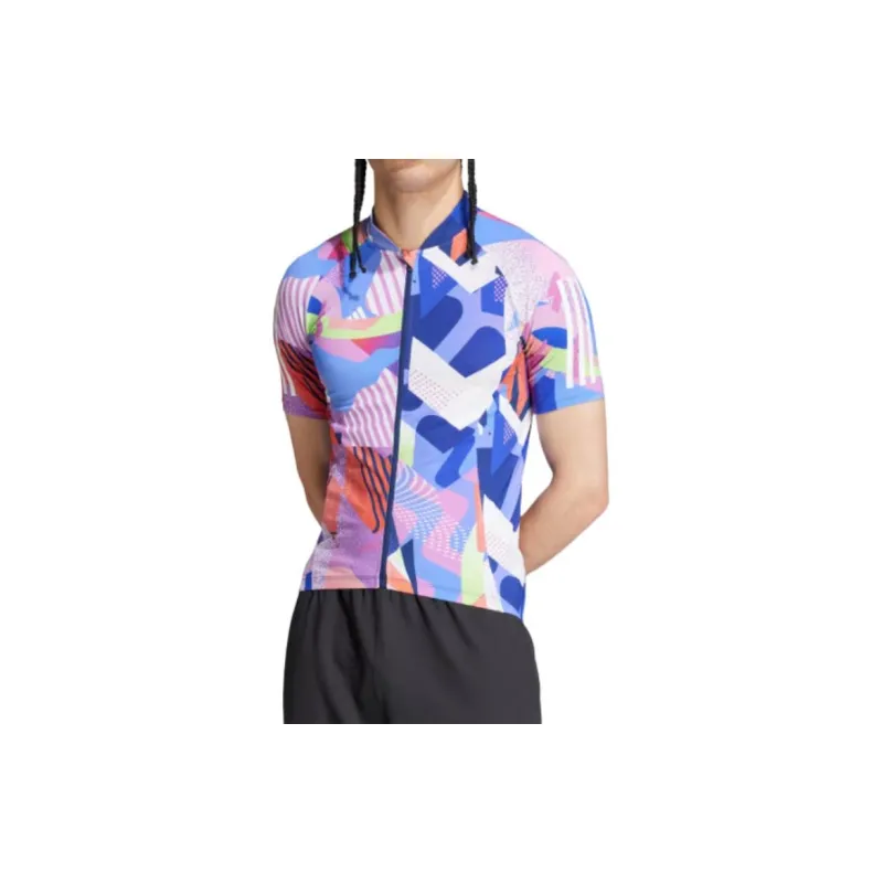 Adidas Essentials 3 Stripes Pattern Clash Cycling Jersey-1