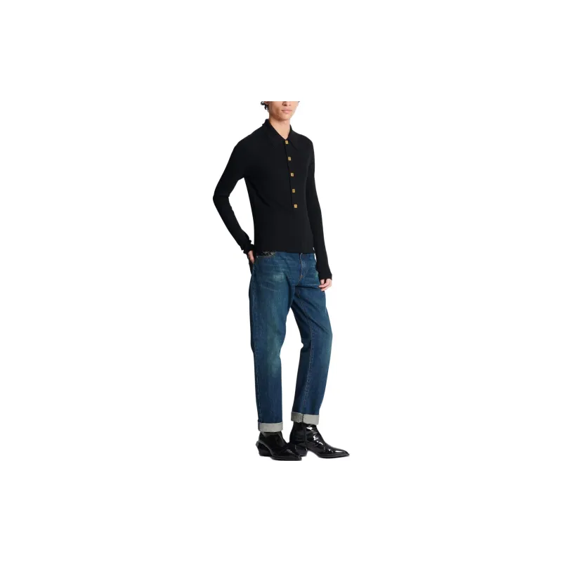BALMAIN Monogram buttons Merino Wool Jumper-3