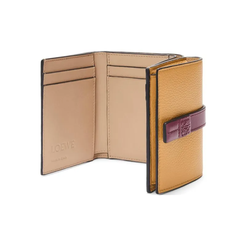 LOEWE Soft Grained Calfskin Wallet Women's Cookie & Deep Red-3